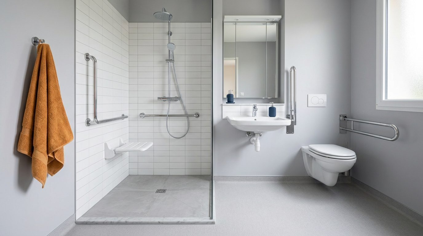 Après travaux : douche sécurisée accessible